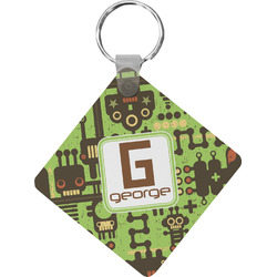 Industrial Robot 1 Diamond Plastic Keychain w/ Name and Initial