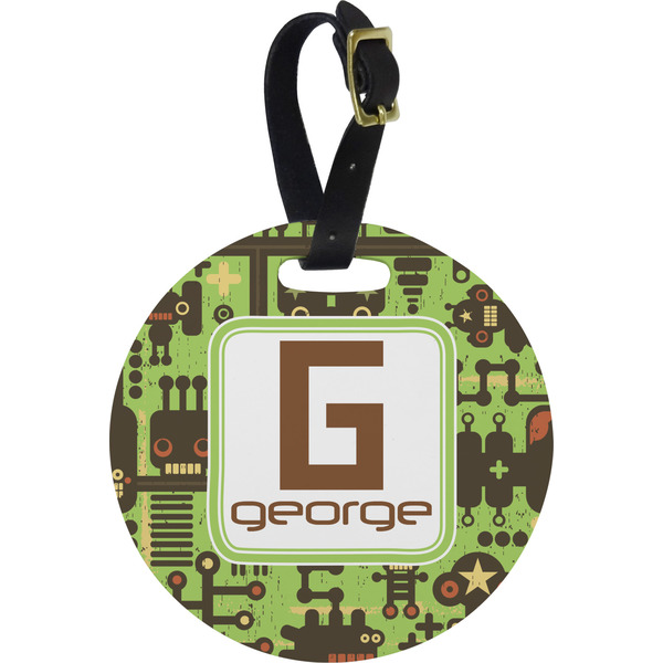 Custom Industrial Robot 1 Plastic Luggage Tag - Round (Personalized)