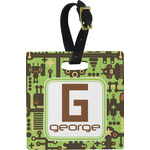 Industrial Robot 1 Plastic Luggage Tag - Square w/ Name and Initial