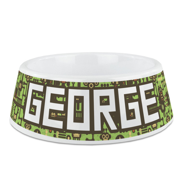 Custom Industrial Robot 1 Plastic Dog Bowl - Medium (Personalized)