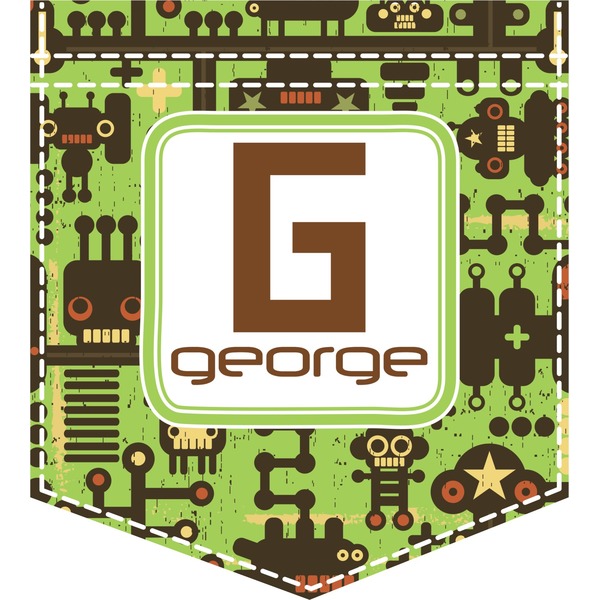 Custom Industrial Robot 1 Iron On Faux Pocket (Personalized)