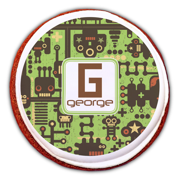 Industrial Robot 1 Printed Icing Circle - Large - On Cookie
