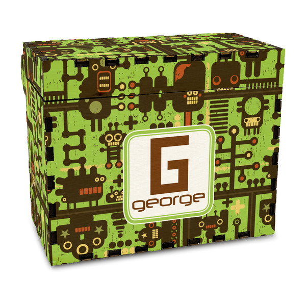 Custom Industrial Robot 1 Wood Recipe Box - Full Color Print (Personalized)