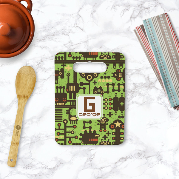 Industrial Robot 1 Rectangle Trivet with Handle - LIFESTYLE