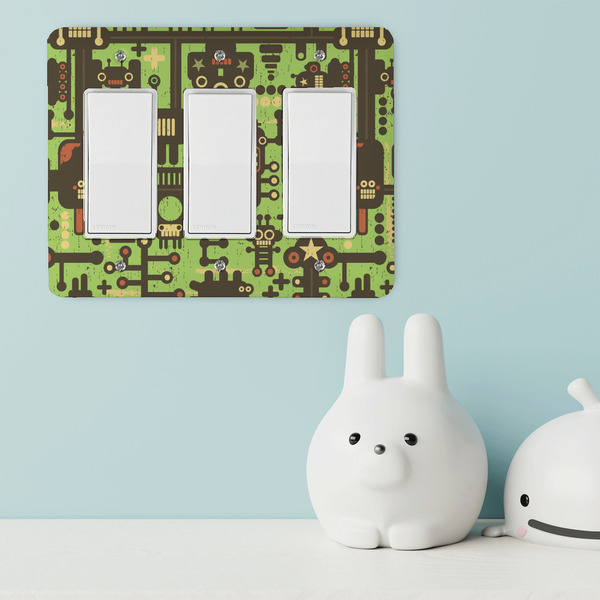 Industrial Robot 1 Rocker Light Switch Covers - Triple - IN CONTEXT