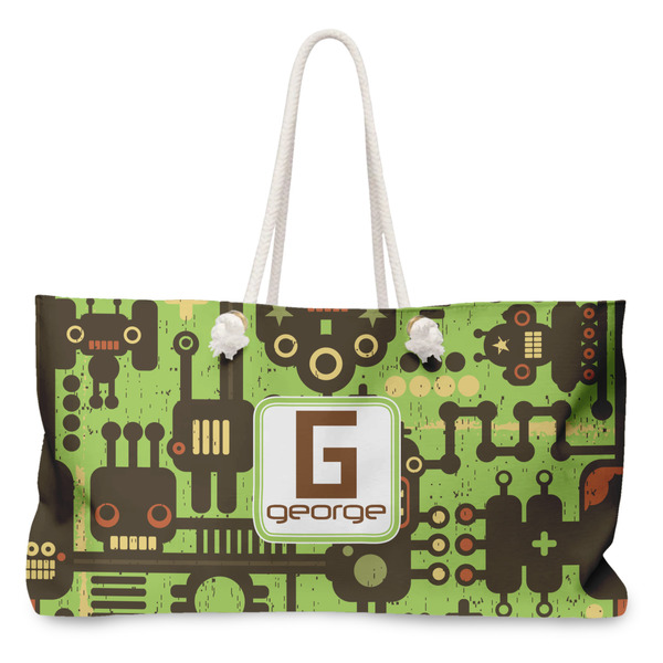 Custom Industrial Robot 1 Large Tote Bag with Rope Handles (Personalized)