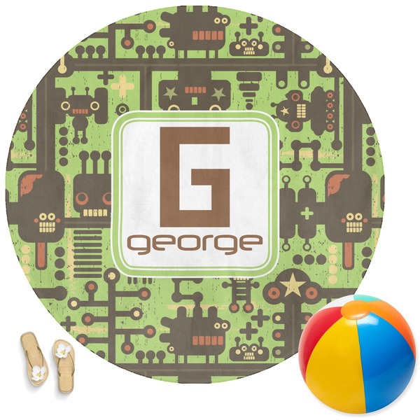 Custom Industrial Robot 1 Round Beach Towel (Personalized)