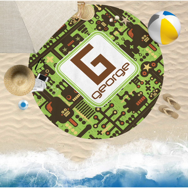 Industrial Robot 1 Round Beach Towel Lifestyle