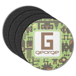 Industrial Robot 1 Round Rubber Backed Coasters - Set of 4 (Personalized)