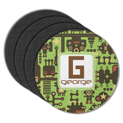 Industrial Robot 1 Round Rubber Backed Coasters - Set of 4 (Personalized)