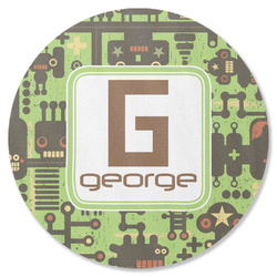 Industrial Robot 1 Round Rubber Backed Coaster (Personalized)