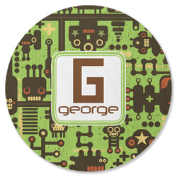 Industrial Robot 1 Round Rubber Backed Coaster (Personalized)