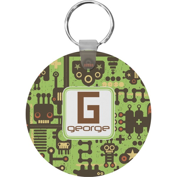Custom Industrial Robot 1 Round Plastic Keychain (Personalized)