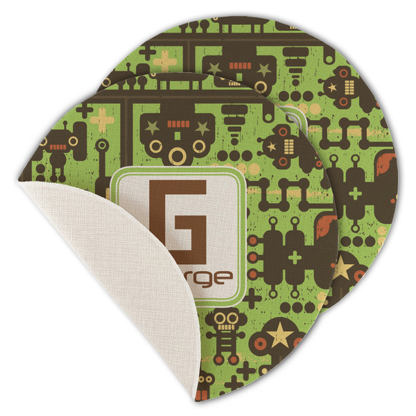 Custom Industrial Robot 1 Round Linen Placemat - Single Sided - Set of 4 (Personalized)