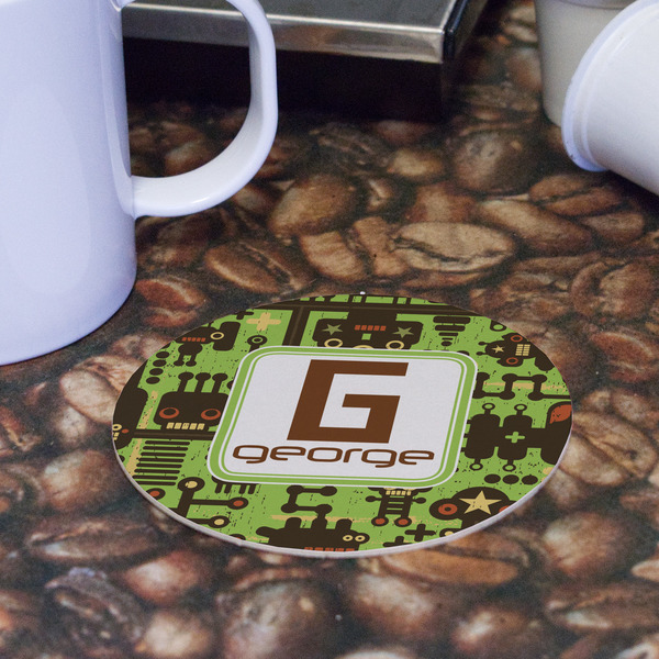 Industrial Robot 1 Round Paper Coaster - Front
