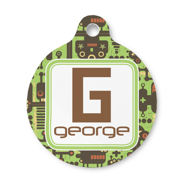 Custom Industrial Robot 1 Round Pet ID Tag - Small (Personalized)