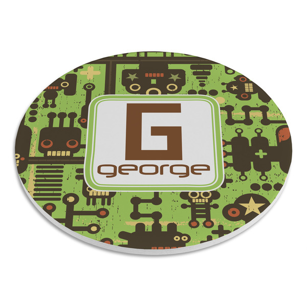 Industrial Robot 1 Round Stone Trivet - Angle View