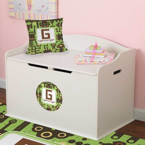 Industrial Robot 1 Round Wall Decal on Toy Chest