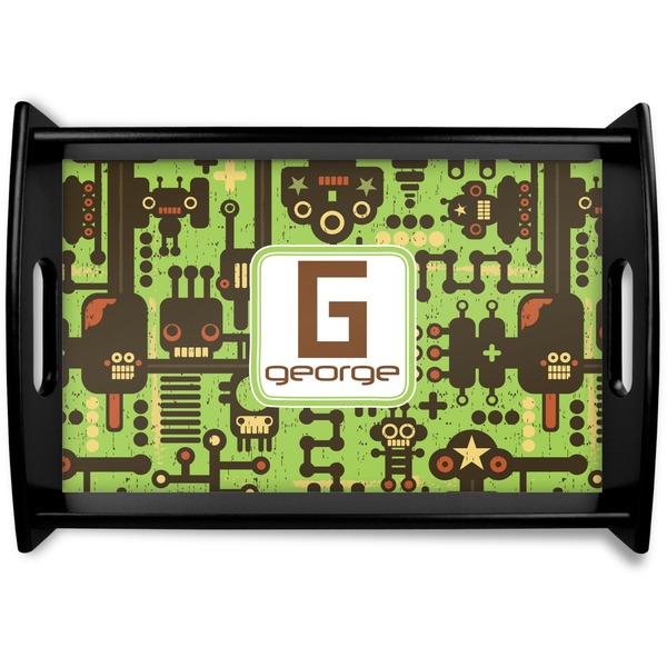 Custom Industrial Robot 1 Black Wooden Tray - Small (Personalized)