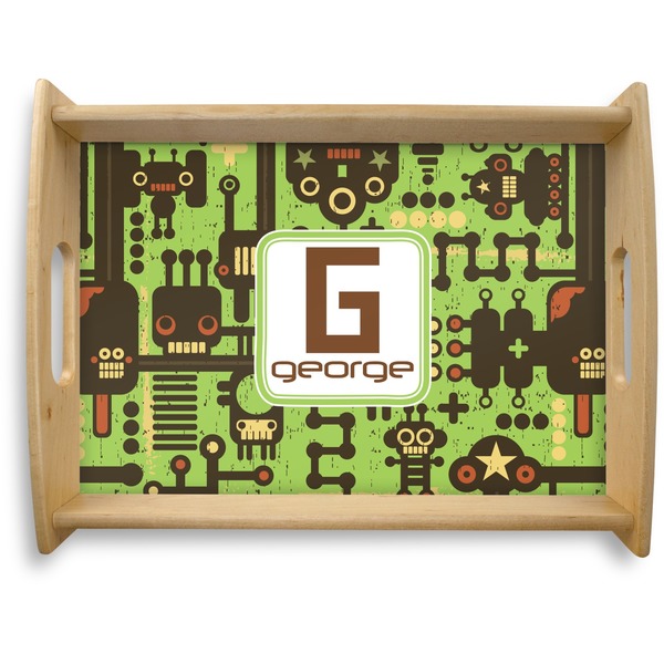 Custom Industrial Robot 1 Natural Wooden Tray - Large (Personalized)