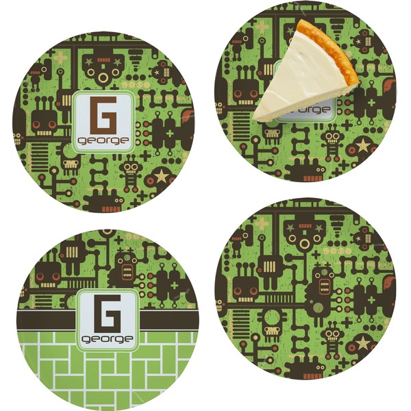 Custom Industrial Robot 1 Set of 4 Glass Appetizer / Dessert Plate 8" (Personalized)