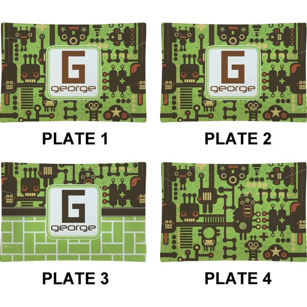 Industrial Robot 1 Set of Rectangular Appetizer / Dessert Plates (Approval)