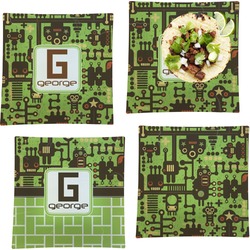 Industrial Robot 1 Set of 4 Glass Square Lunch / Dinner Plate 9.5" (Personalized)