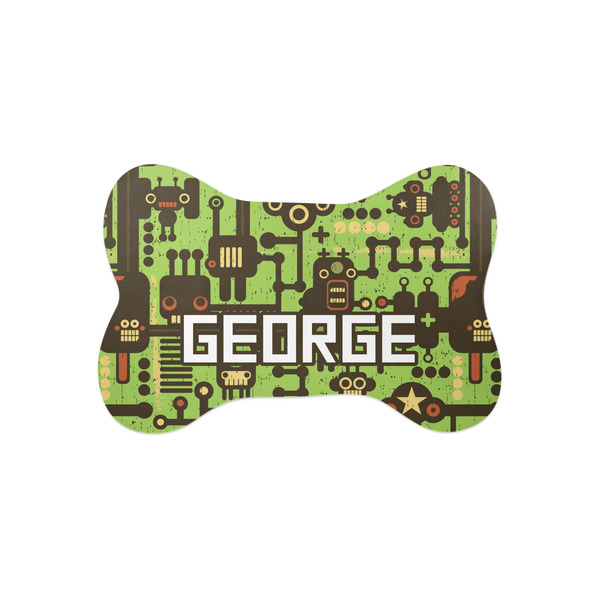 Custom Industrial Robot 1 Bone Shaped Dog Food Mat (Small) (Personalized)