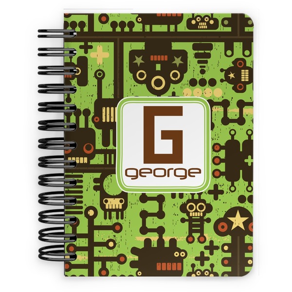 Custom Industrial Robot 1 Spiral Notebook - 5x7 w/ Name and Initial