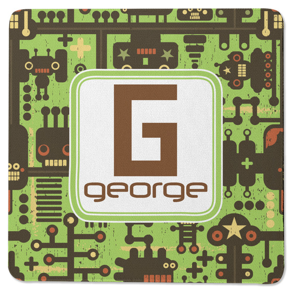 Custom Industrial Robot 1 Square Rubber Backed Coaster (Personalized)