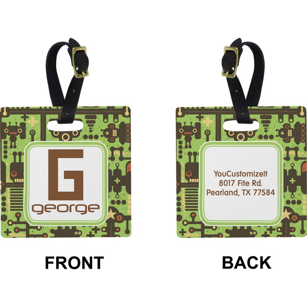Industrial Robot 1 Square Luggage Tag (Front + Back)