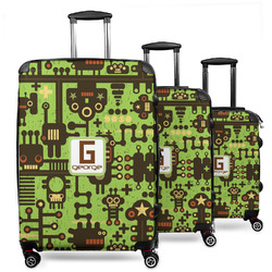 Industrial Robot 1 3 Piece Luggage Set - 20" Carry On, 24" Medium Checked, 28" Large Checked (Personalized)