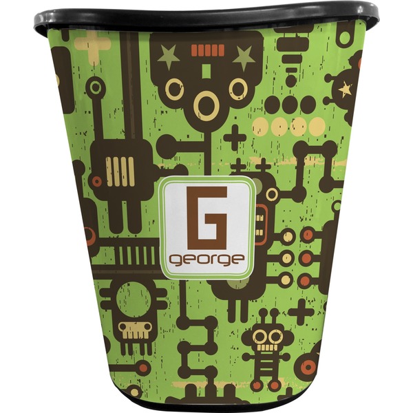 Custom Industrial Robot 1 Waste Basket - Double Sided (Black) (Personalized)