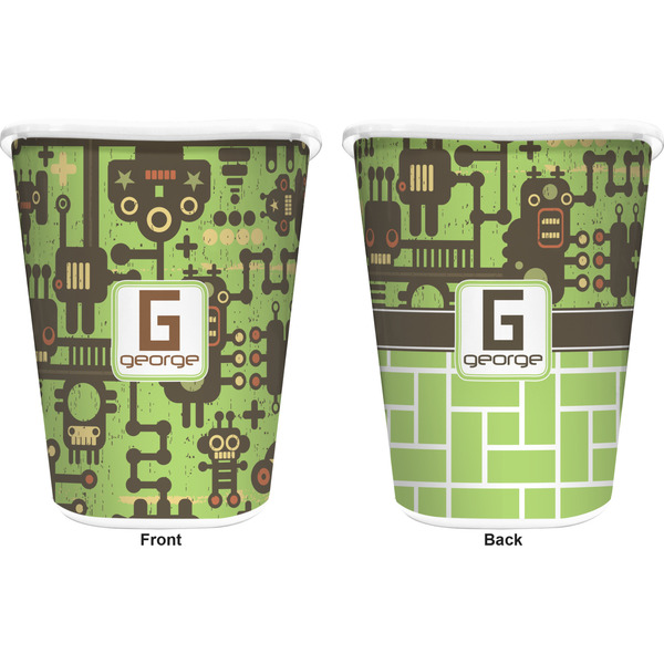 Industrial Robot 1 Trash Can White - Front and Back - Apvl