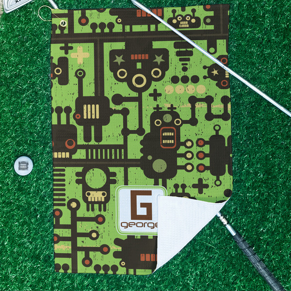 Industrial Robot 1 Waffle Weave Golf Towel - In Context
