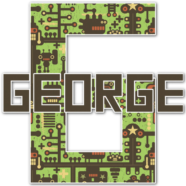 Custom Industrial Robot 1 Name & Initial Decal - Up to 12"x12" (Personalized)