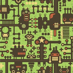 Industrial Robot 1 Wallpaper & Surface Covering (Water Activated 24"x 24" Sample)