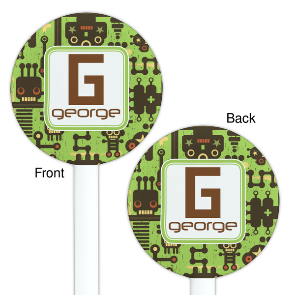 Industrial Robot 1 White Plastic 5.5" Stir Stick - Double Sided - Round - Front & Back