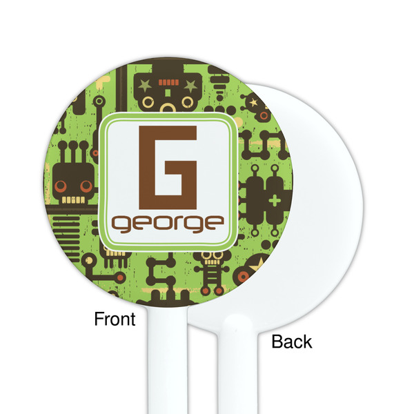 Industrial Robot 1 White Plastic 5.5" Stir Stick - Single Sided - Round - Front & Back