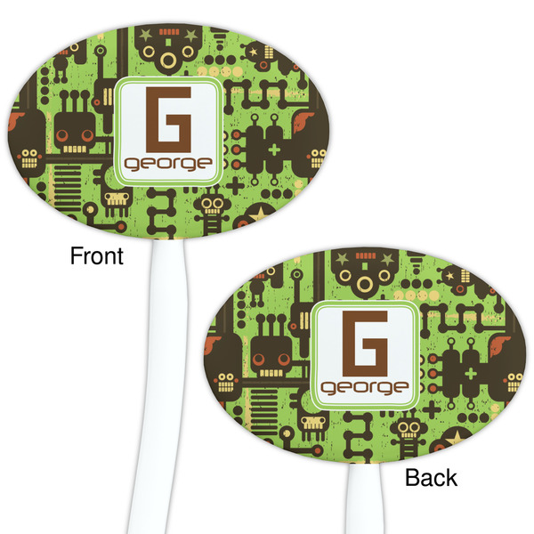 Industrial Robot 1 White Plastic 7" Stir Stick - Double Sided - Oval - Front & Back