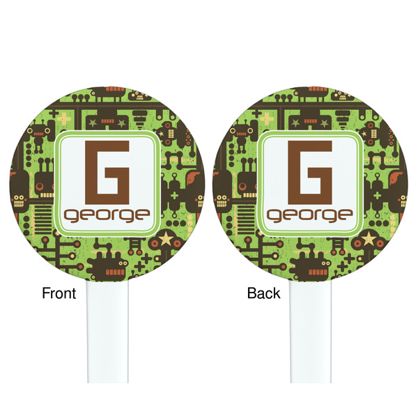 Industrial Robot 1 White Plastic 7" Stir Stick - Double Sided - Round - Front & Back