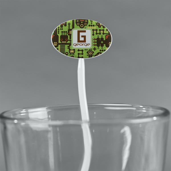 Industrial Robot 1 White Plastic 7" Stir Stick - Oval - Main