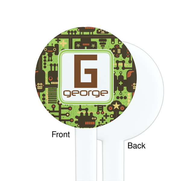 Industrial Robot 1 White Plastic 7" Stir Stick - Single Sided - Round - Front & Back