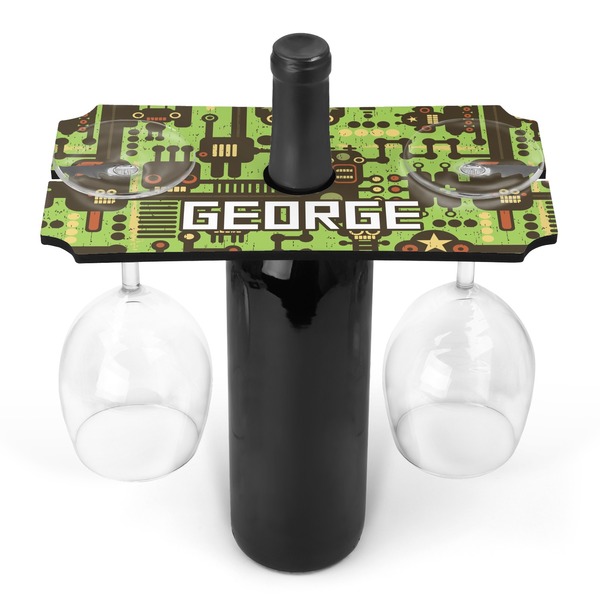 Custom Industrial Robot 1 Wine Bottle & Glass Holder (Personalized)