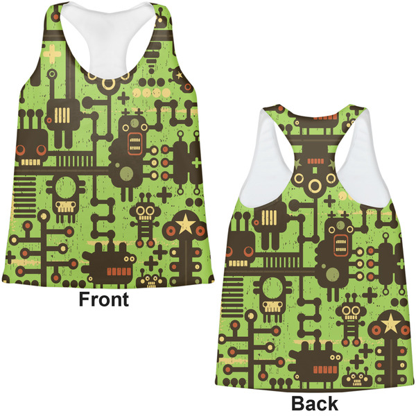 Industrial Robot 1 Womens Racerback Tank Tops - Medium - Front and Back