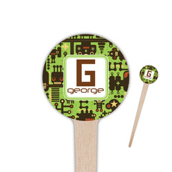 Industrial Robot 1 4" Round Wooden Food Picks - Single Sided (Personalized)