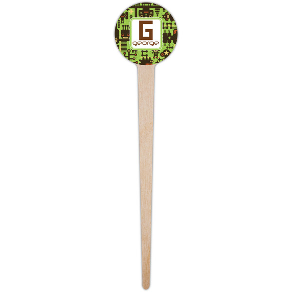 Industrial Robot 1 Wooden 4" Food Pick - Round - Single Pick