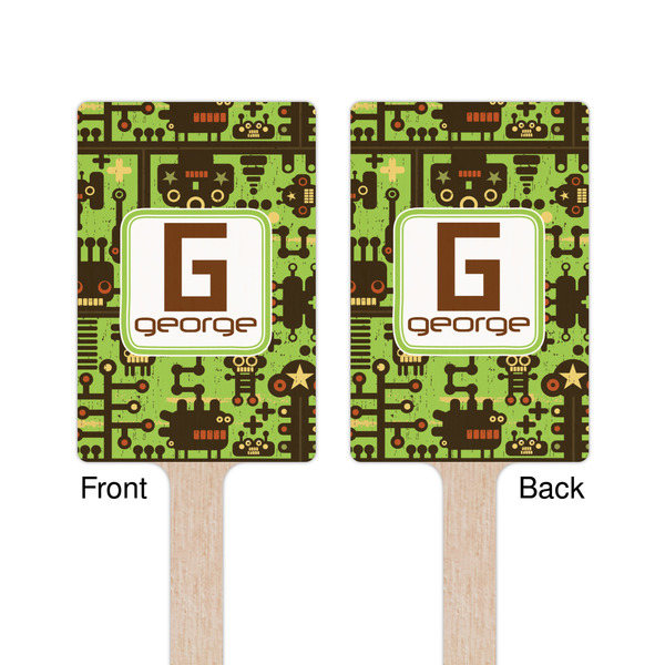 Industrial Robot 1 Wooden 6.25" Stir Stick - Rectangular - Double Sided - Front & Back