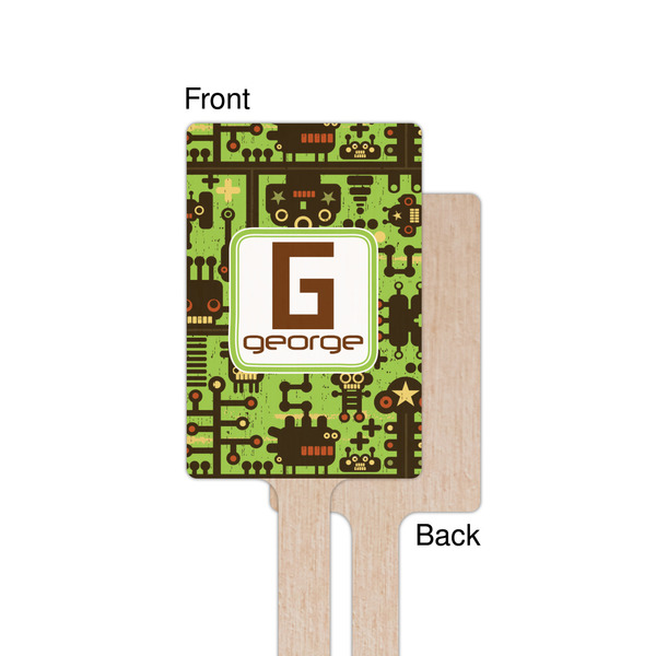 Industrial Robot 1 Wooden 6.25" Stir Stick - Rectangular - Single - Front & Back
