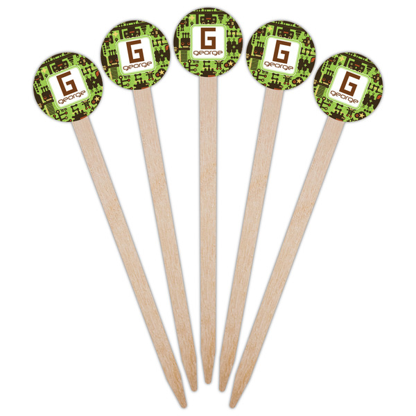 Industrial Robot 1 Wooden 6" Food Pick - Round - Fan View